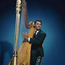 Cary Grant Bishop's Wife Breathtaking Playing Harp Suit Elegant Musician Candid Portrait Vintage1947 by Silver Screen