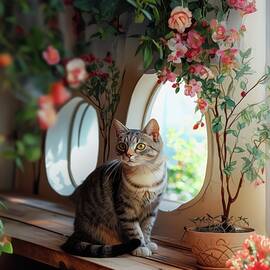 Cat in the Plant Room by Eris And AI