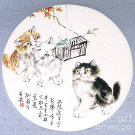 Cats With Basket And Grasshoppers by Sun Jusheng