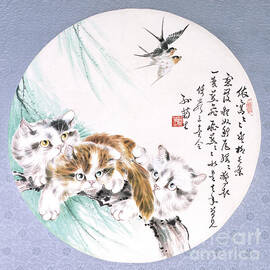 Cats With Hummingbirds by Sun Jusheng
