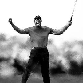 Celebration of Tiger Woods in black and white by Gradify Creations