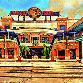 Centro Ybor in Ybor City, Tampa - digital painting with a vintage look by Nicko Prints