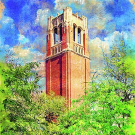 Century Tower of the University of Florida campus in Gainesville, Florida - digital painting by Nicko Prints