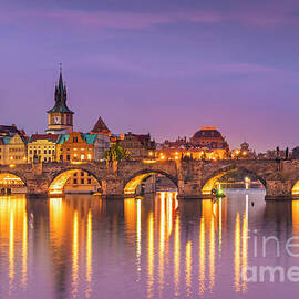 Charles bridge at night, Prague by Neale And Judith Clark