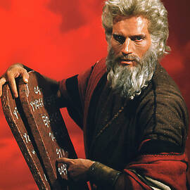 Charlton Heston Moses The Ten Commandments Tablets Candid Portrait Pose by Silver Screen