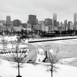 Chicago Winter Skyline Black and White Photo by Paul Velgos