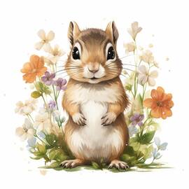 Chipmunk Amidst the Flowers by Land of Dreams