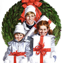 Christmas - Children With Gifts by Tom McNeely