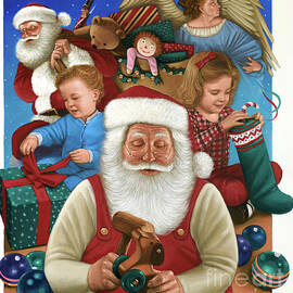 Christmas - Santa Claus And Children by Michael Garland