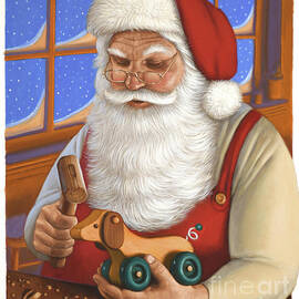 Christmas - Santa Working On Toy by Michael Garland