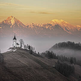 Church of St. Primoz and Felicijan at Sunset by Charnwood Photography Fine Art