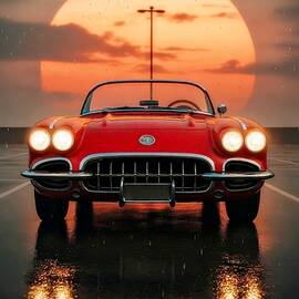 Classic Corvette at Sunset by David Manlove