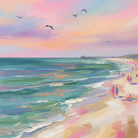 Clearwater Beach Florida Beachfront at Sunset by Nature Oil Painting