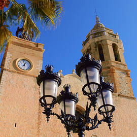 Clock Tower Sitges Spain Church Print Esglesia de Sant Bartomeu i Santa Tecla Mediterranean Fine Art by Travel Essayist