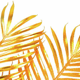 Close Up Of The Golden Palm Branch Leaf Texture Backround by Severija Kirilovaite