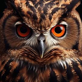 Mystic Gaze - A Captivating Owl Closeup by Land of Dreams