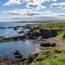 Coastal Cliffs and Azure Sea by Shirley Mitchell