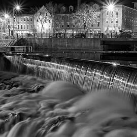Cocheco River Falls, Dover, NH At Night. by Jeff Sinon