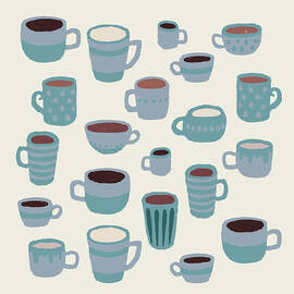 Coffee Cups and Mugs Cream by Nic Squirrell