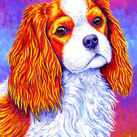 Colorful Cavalier King Charles Spaniel Dog by Rebecca Wang