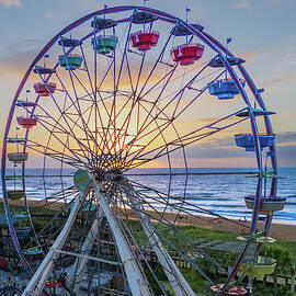 Colorful Ferris Wheel by the Ocean by Oceanic SkyView