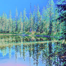 Colorful Forest Reflection in Lake by Bruce Block