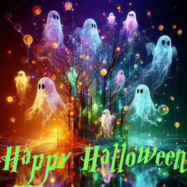 Colorful Ghostly Halloween Scene by Colin Hardman