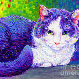 Purple Tuxedo Cat by Rebecca Wang