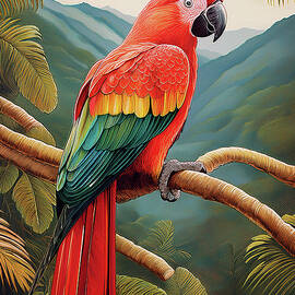 Colorful Parrot in Tropical Forest 10 by Chuck Staley