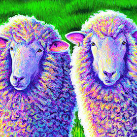Colorful Sheep Portrait - Charlie and Curtis by Rebecca Wang