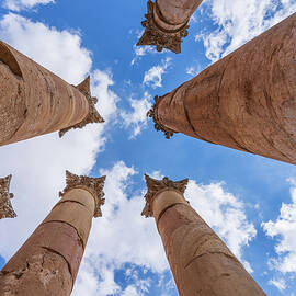 Columns of Artemis at Jerash, a Greco-Roman well preserved city  by Steven Heap