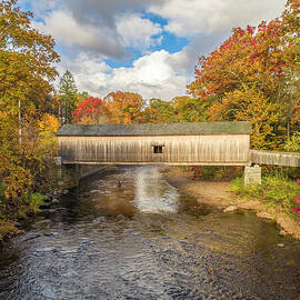 Comstock Bridge in Autumn  by Veterans Aerial Media LLC
