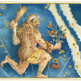 Constellation art - Hercules, star maps from Uranometria by Johann Bayer by Alexander Mair and Johann Bayer