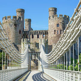 Conwy suspension bridge and Conwy Castle, Gwynedd, North Wales by Neale And Judith Clark