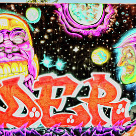 Cosmic Rider, Floodwall Mural, Paint St. Louis 2025, St. Louis, Missouri by Robert Niemeier