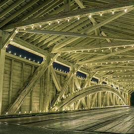 Covered Bridge Interior - Holiday Lights by Jason Fink