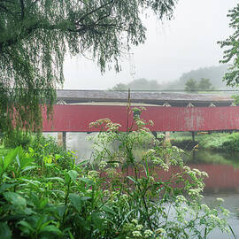 Covered Bridge Over a Misty River by Jason Fink