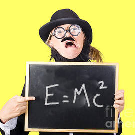 Crazy teacher with chalkboard by Jorgo Photography