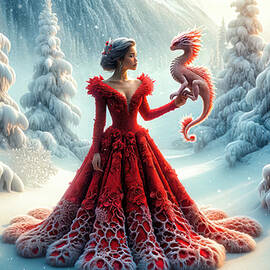 Crimson Elegance Amidst Winter's Whisper by Bill and Linda Tiepelman