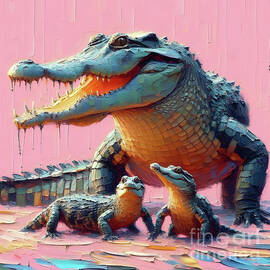 Crocodile momma by Lucia Stewart