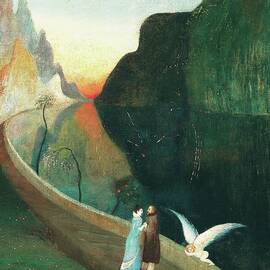 Csontvary paintings - Meeting of a love couple, Randezvous by Csontvary Kosztka Tivadar