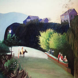 Csontvary paintings  - Trees in electric light at Jajce by Csontvary Kosztka Tivadar