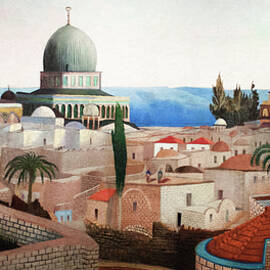 Csontvary paintings - View of the Dead Sea from Temple Square in Jerusalem by Csontvary Kosztka Tivadar
