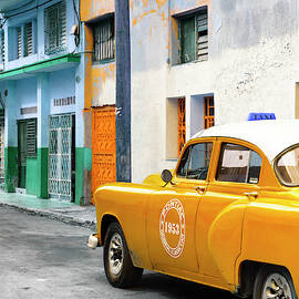 Cuba Fuerte Collection - Orange Taxi Car in Havana by Philippe HUGONNARD