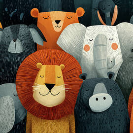 Cute Animal Friends Illustration Nursery Art by Thomas Klee