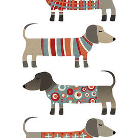 Dachshund Dogs in Sweaters by Nic Squirrell