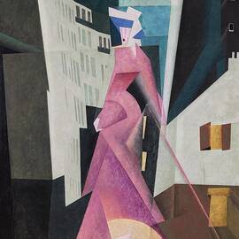 Dame in Mauve - Lady in Mauve by Lyonel Feininger by Lyonel Feininger