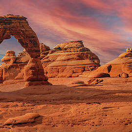 Delicate Arch with Sunset Sky, Utah by Abbie Matthews