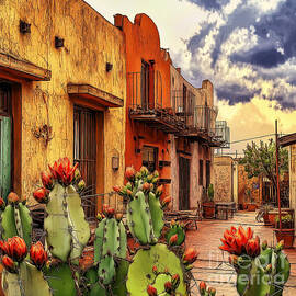 Desert Townscape with Cacti by Ted Clifton