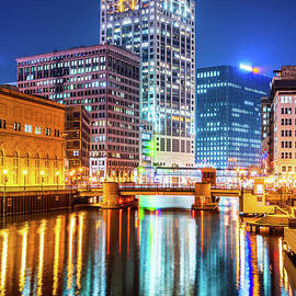 Downtown Milwaukee River Cityscape at Night Photo by Paul Velgos